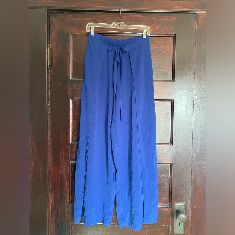 Zara Blue Pareo Wrap Pants - Picture 2 of 6